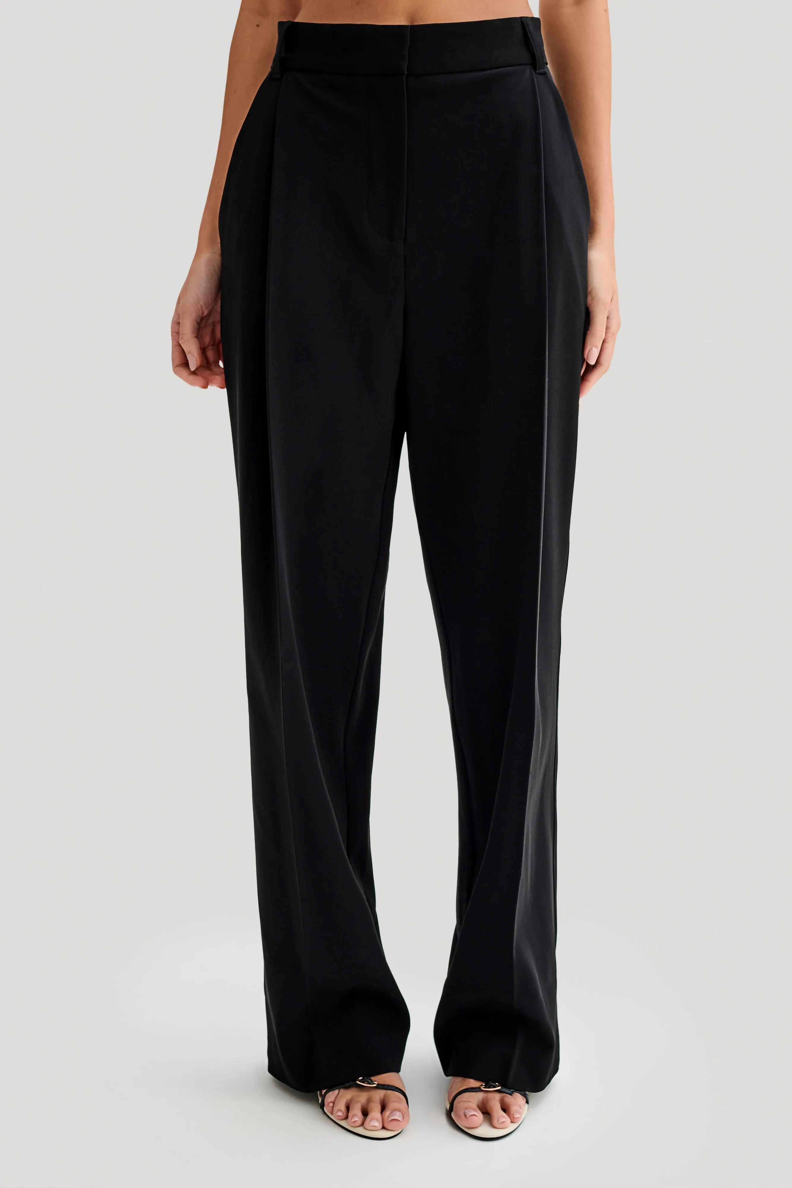 Amelie Suiting Straight Leg Pants - Black