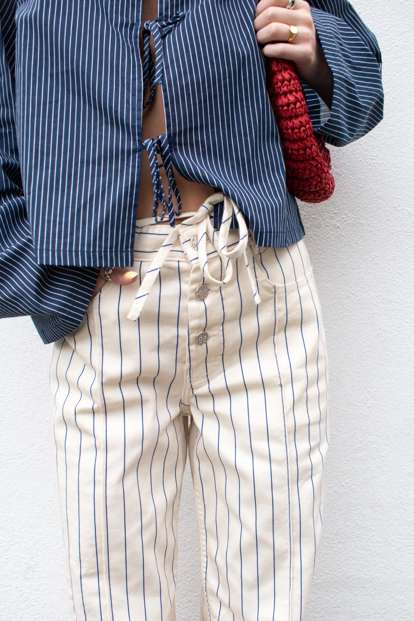 Baum Und Pferdgarten Ninia White Sand Pinstripe Trousers