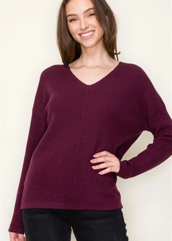 Beauty In Simplicity Waffle Vneck Tops - 3 Colors!