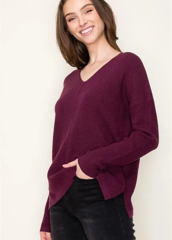 Beauty In Simplicity Waffle Vneck Tops - 3 Colors!