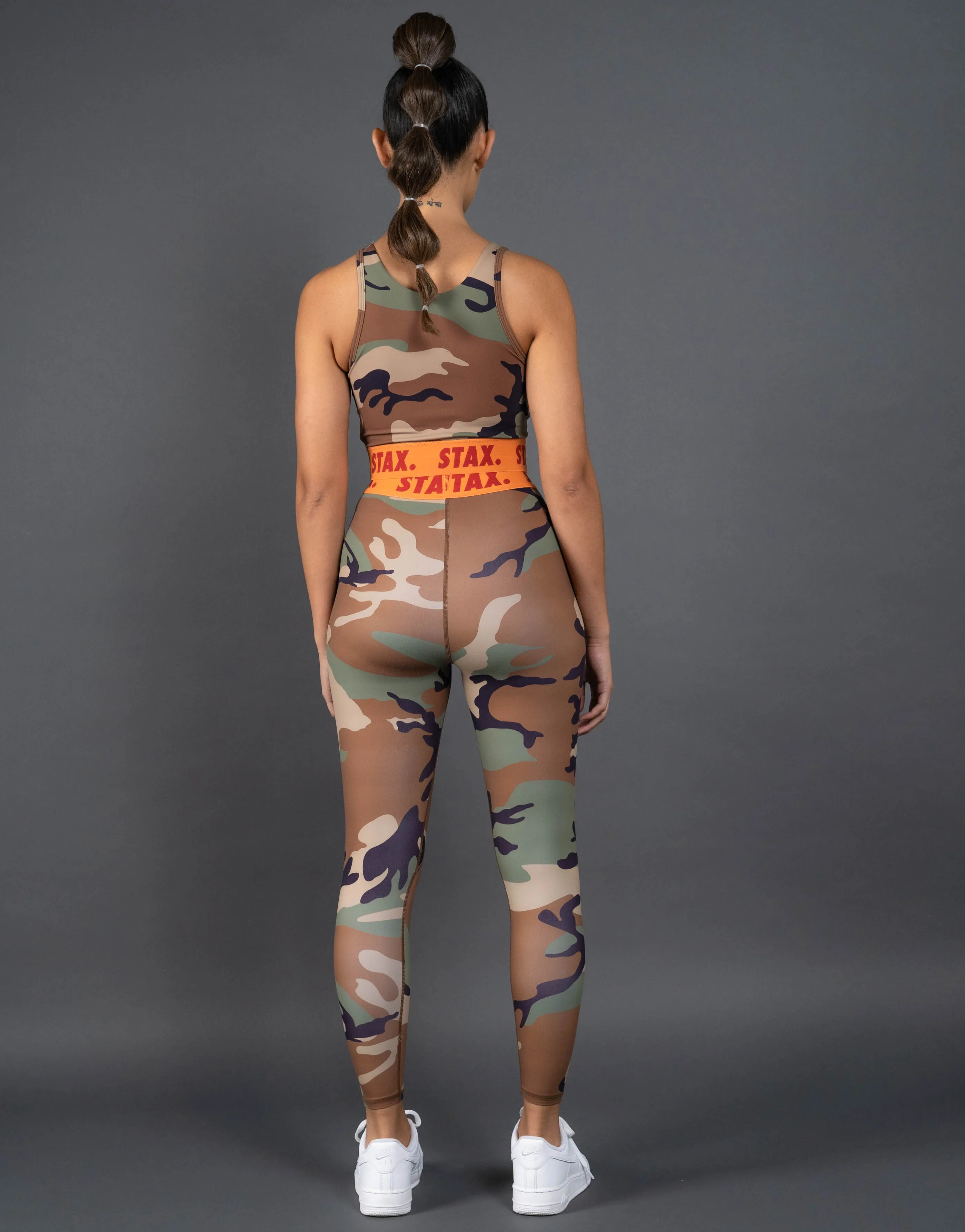 Camo WB Square Neck Crop - Orange