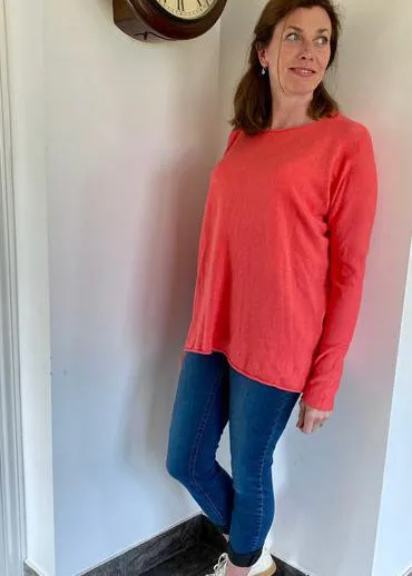 Cashmere Mix Round Neck Knit in shades of Red, Pink & Berry