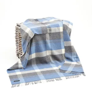 Cashmere Throw Denim Cream & Pale Grey Check