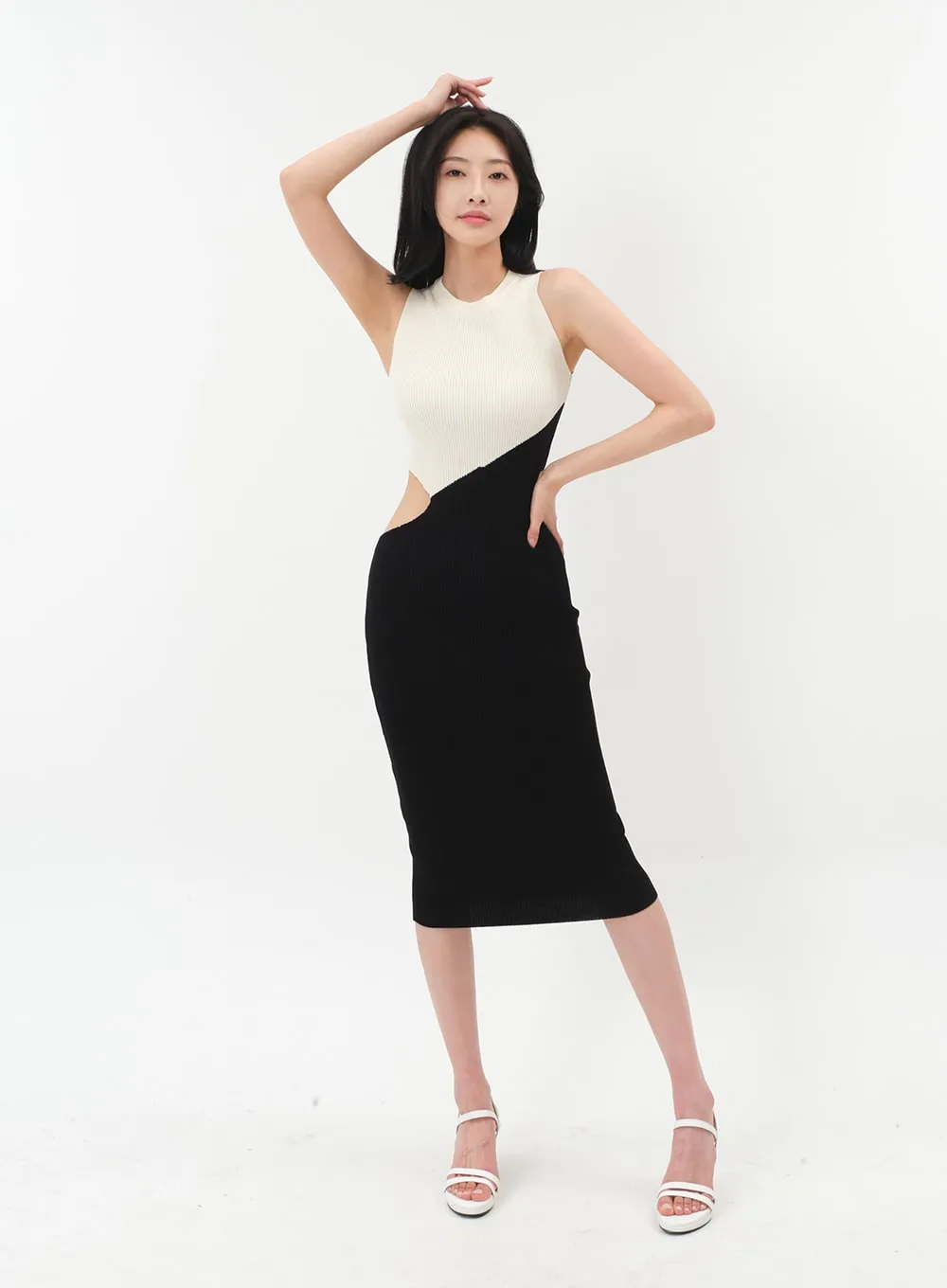 Cut Out Color Block Sleeveless Dress IM5