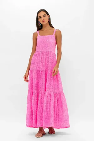 Delray Pink Open Weave Maxi Dress