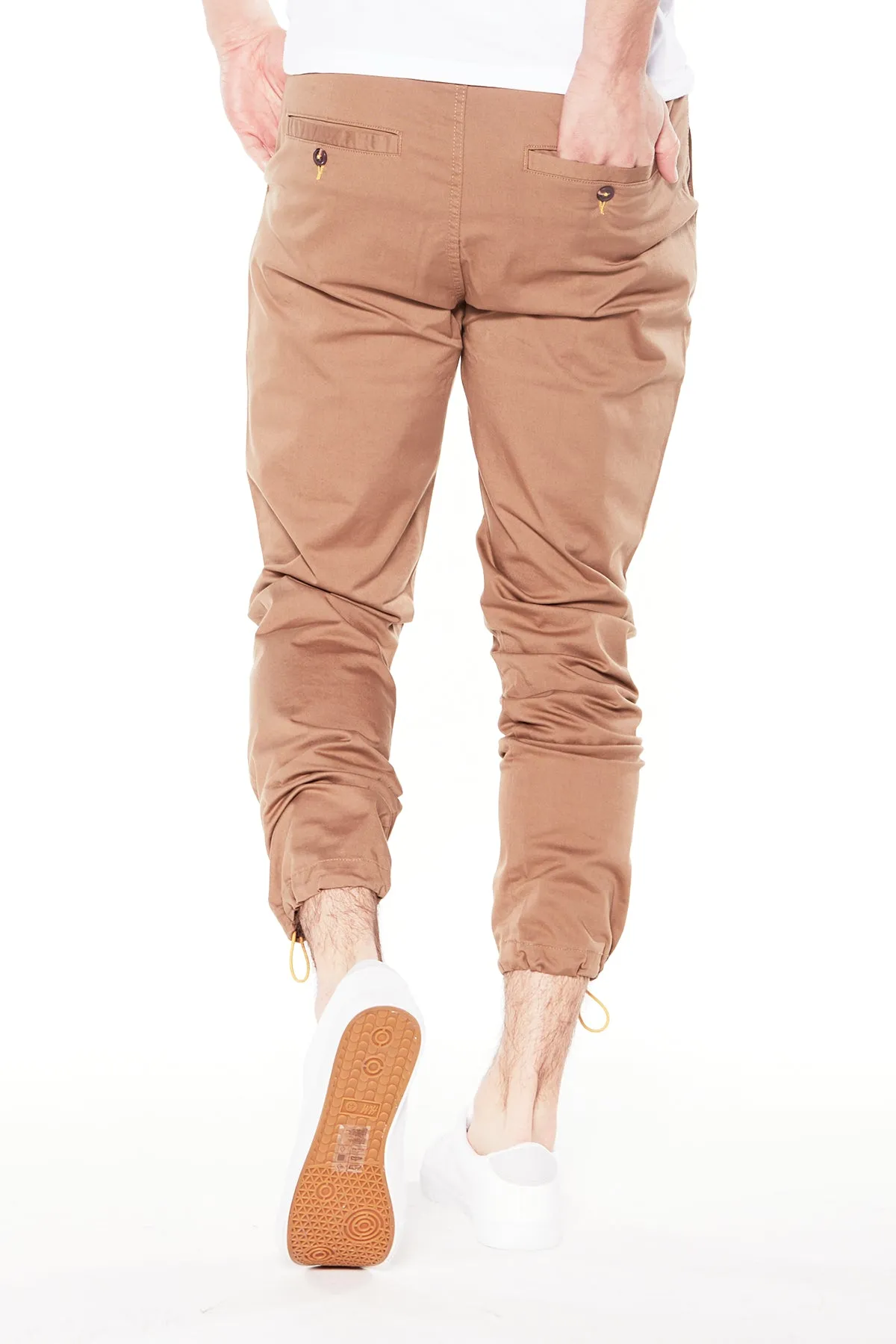 ELTON -  Slim Fit Chinos (Convertible Joggers) - Tobacco