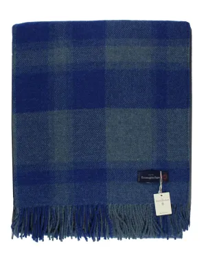 Ermenegildo Zegna Throw Blanket Gray Royal Blue Plaid