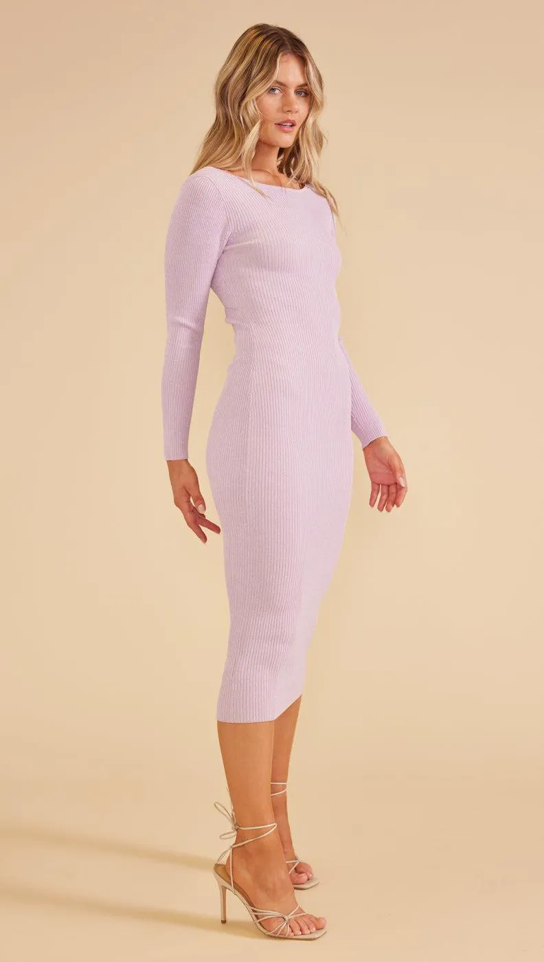 Fresco Twist Back Knit Dress Lavender