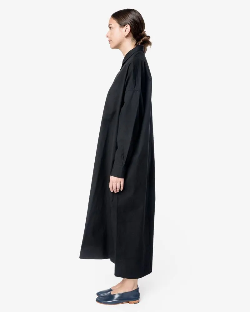 Heavy Long Shirt Dress in Black