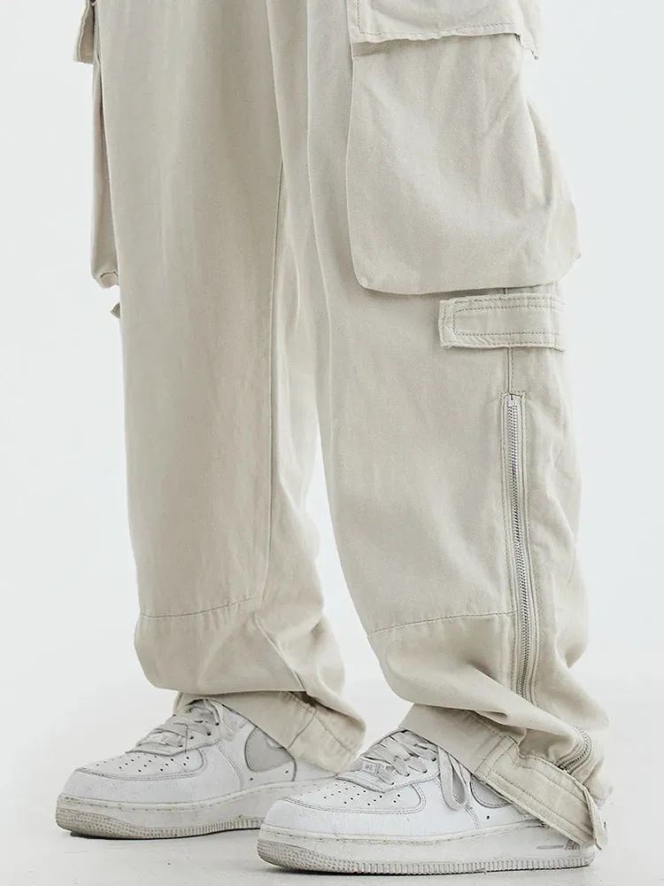 HH006 Hip Hop Cargo Pants -Hip Hop White Cargo Trousers - Streetwear Loose Casual Pants