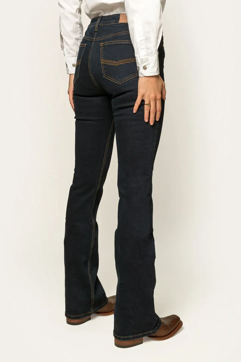 Katherine Womens Mid Rise Bootleg Jean - Dark Blue