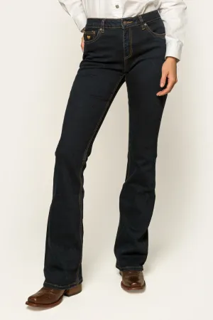 Katherine Womens Mid Rise Bootleg Jean - Dark Blue