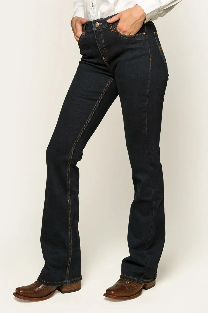 Katherine Womens Mid Rise Bootleg Jean - Dark Blue