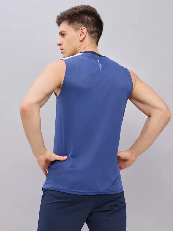 Men Colorblock Slim Fit Crew Neck Innerwear Vest with TECHNO COOL 