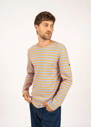 Meridien unisex striped sailor shirt - regular fit, in thick cotton (DENIM/ORANGE FLUO)