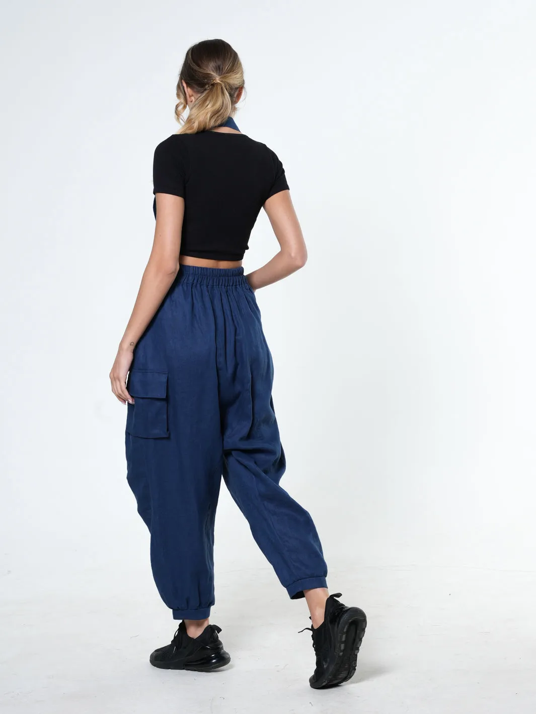 Oversize Linen Jumpsuit In Blue