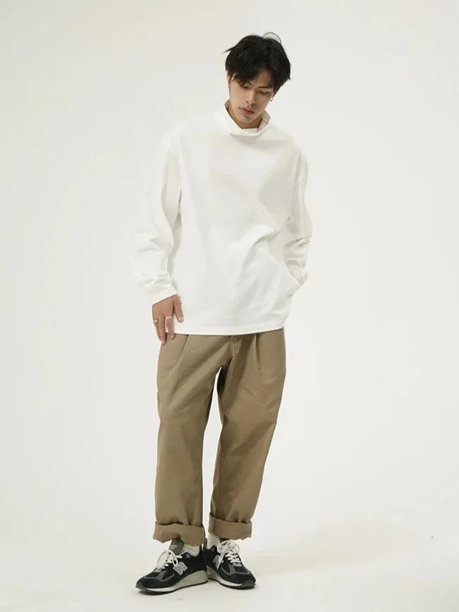 Oversized Crew Funnel-Neck Sweatshirt with Drop Shoulder