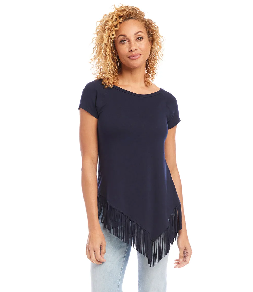 Petite Size Angled Fringe Top