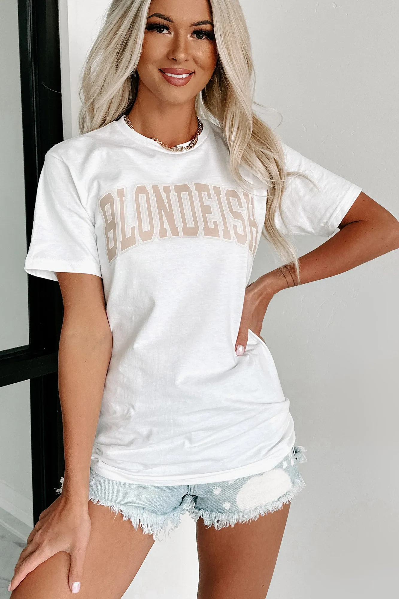 Print On Demand - Blondeish Graphic Available in Multiple Shirt Options (White/Taupe)