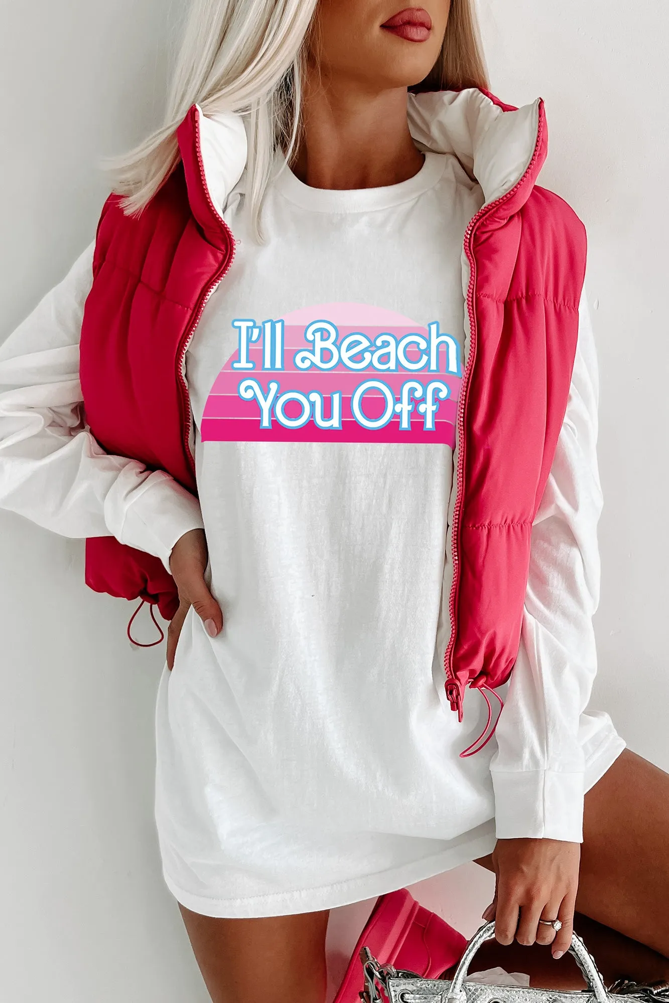 Ill Beach You Off Graphic Tee - Multiple Styles Available (White) - Print on Demand Collection