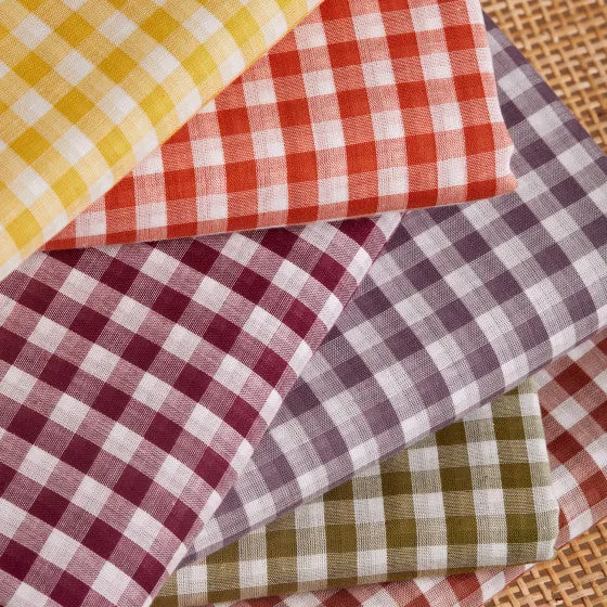 Reversible Cotton Gingham Double Gauze in Lemon