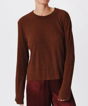 Slub Jersey Long Sleeve Crop Tee - Pecan Brown