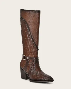 Tall brown exotic boot