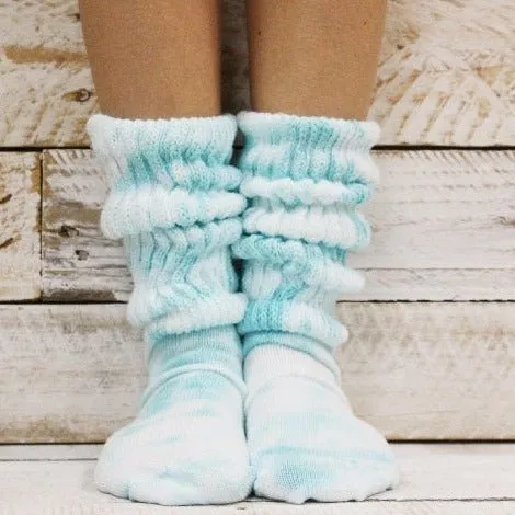 ULTIMATE  cotton  slouch socks women  - Tie dyed  aqua