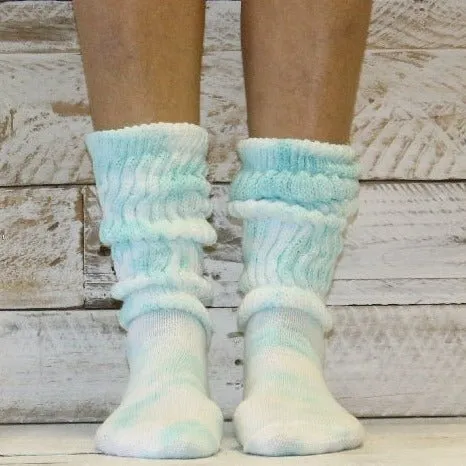 ULTIMATE  cotton  slouch socks women  - Tie dyed  aqua